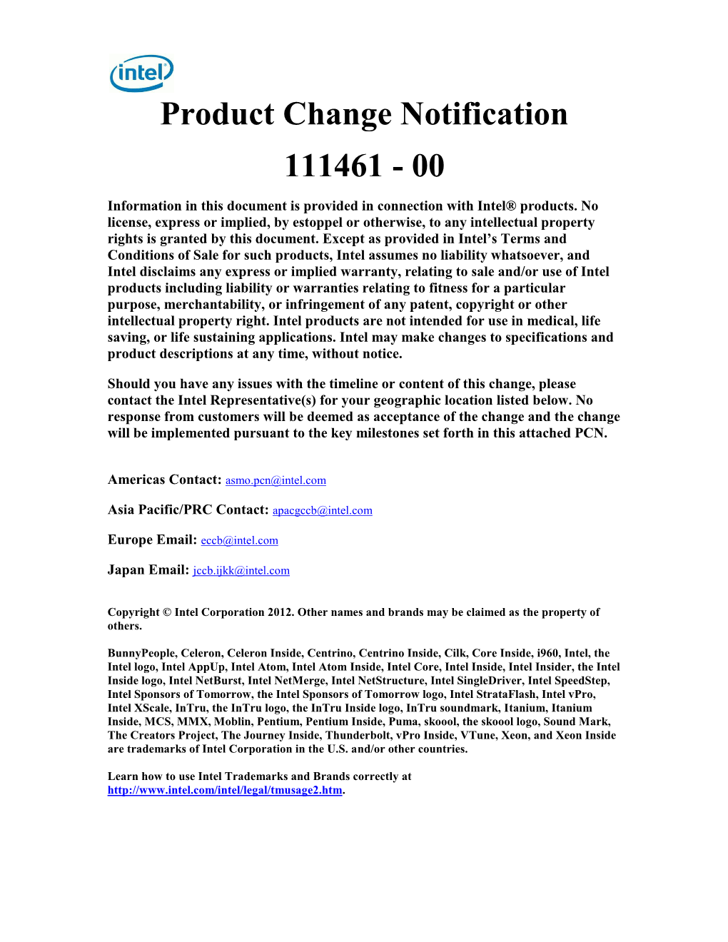 Product Change Notification 111461