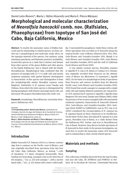 Morphological and Molecular Characterization of Neoralfsia Hancockii Comb