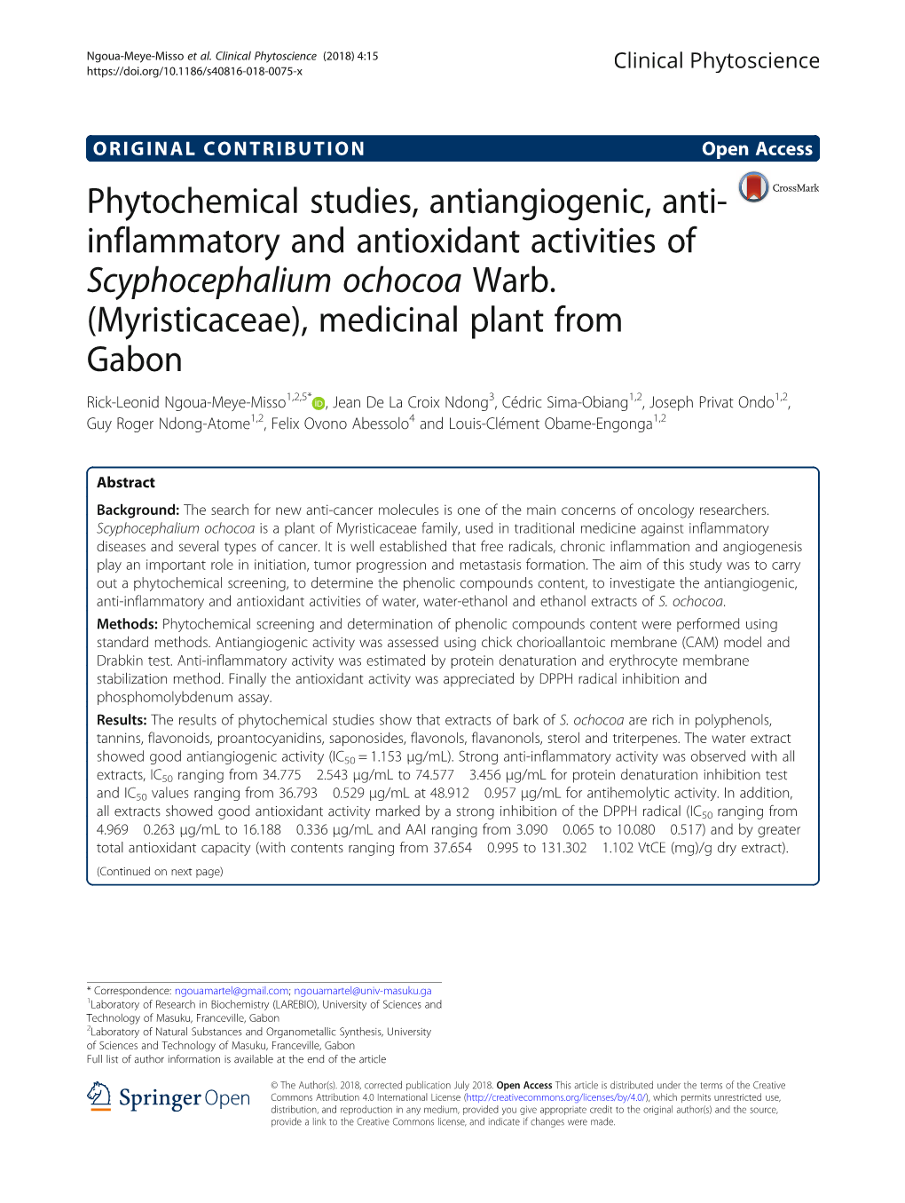 Inflammatory and Antioxidant Activities of Scyphocephalium Ochocoa Warb
