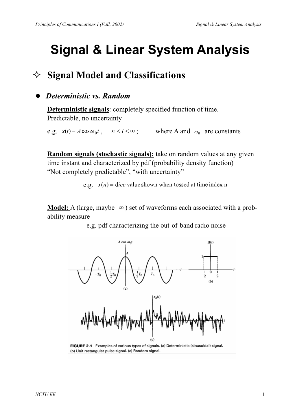 Signal & Linear System Analysis