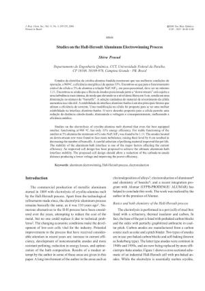 Studies on the Hall-Heroult Aluminum Electrowinning Process