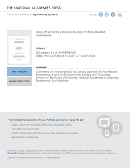 Using 21St Century Science to Improve Risk-Related Evaluations