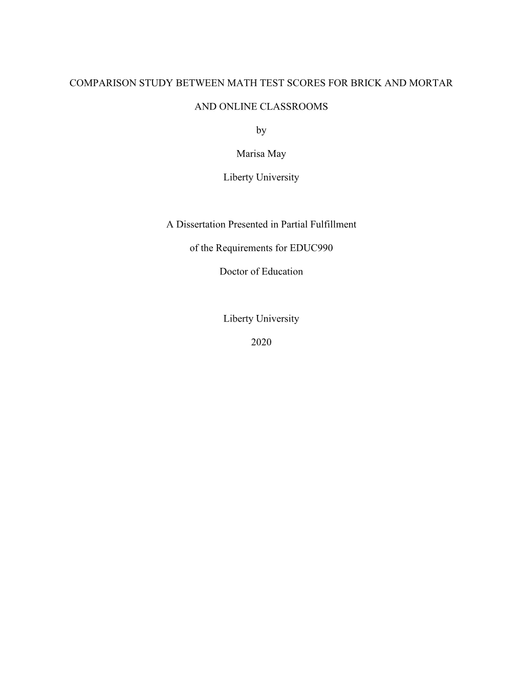 Comparison Study Between Math Test Scores for Brick and Mortar And