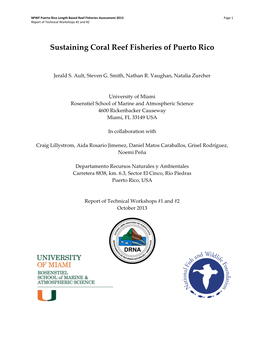 Sustaining Coral Reef Fisheries of Puerto Rico