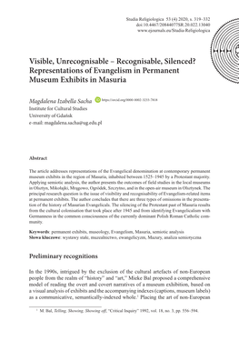 Visible, Unrecognisable – Recognisable, Silenced? Representations of Evangelism in Permanent Museum Exhibits in Masuria