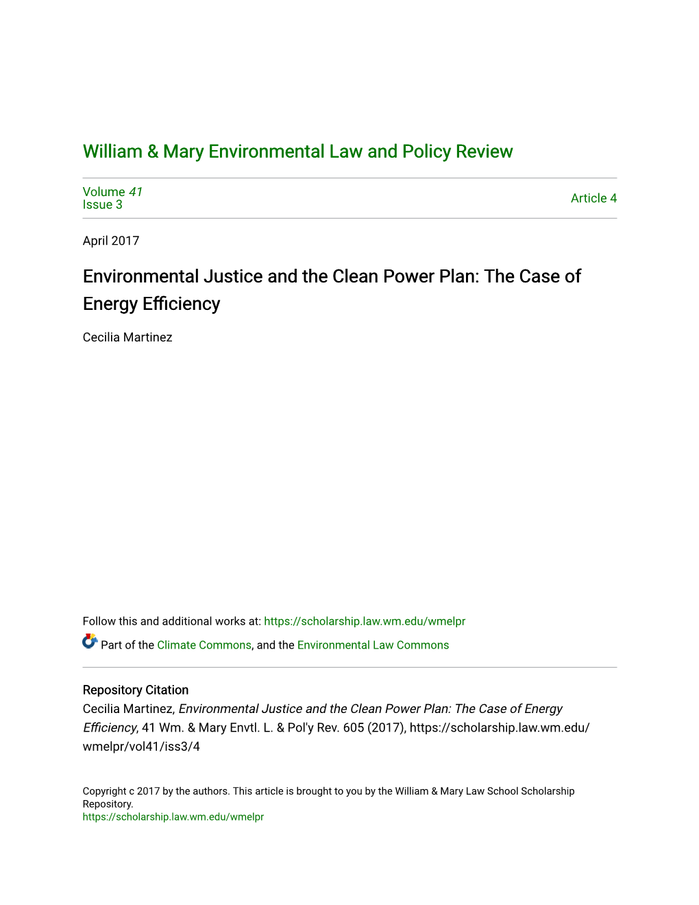 Environmental Justice and the Clean Power Plan: the Case of Energy Efficiency