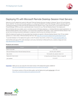 Deploying F5 with Microsoft Remote Desktop Session Host Servers