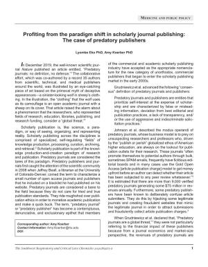 Profiting from the Paradigm Shift in Scholarly Journal Publishing: the Case of Predatory Publishers