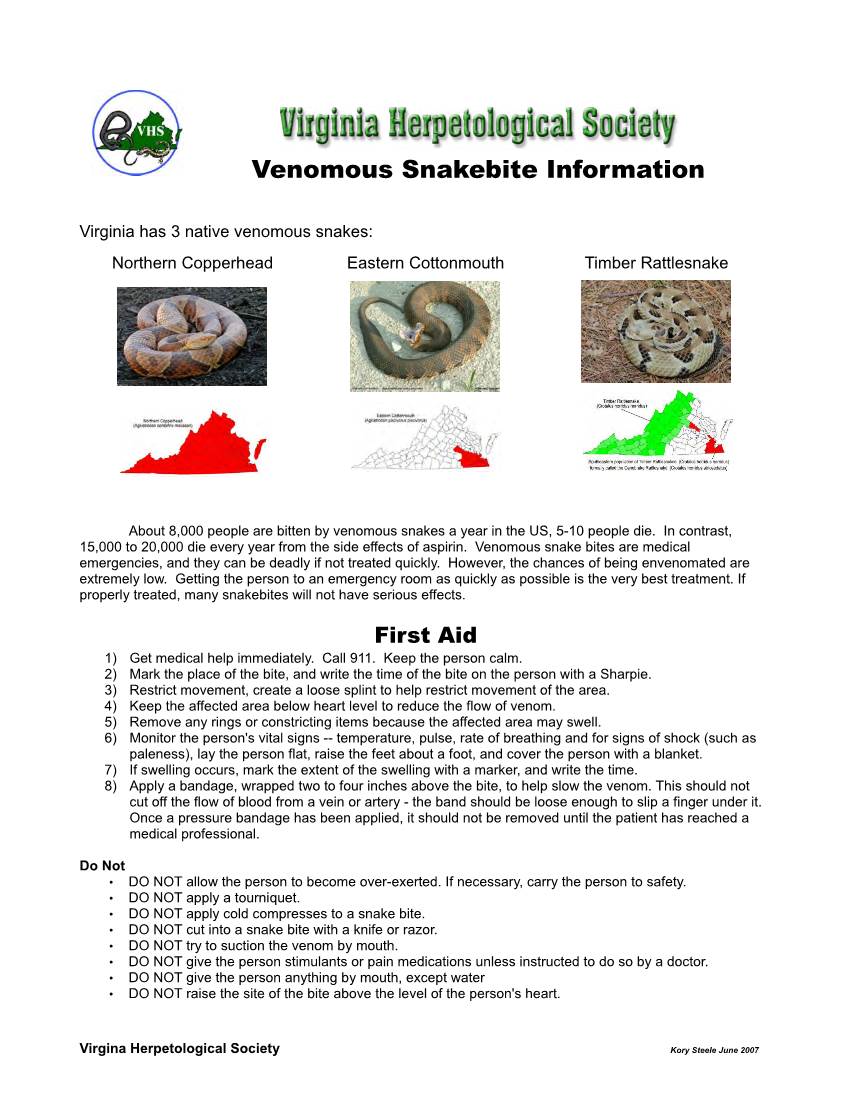 Venomous Snakebite Information