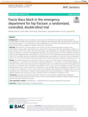 Fascia Iliaca Block in the Emergency Department for Hip Fracture