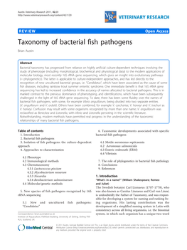 Taxonomy of Bacterial Fish Pathogens Brian Austin