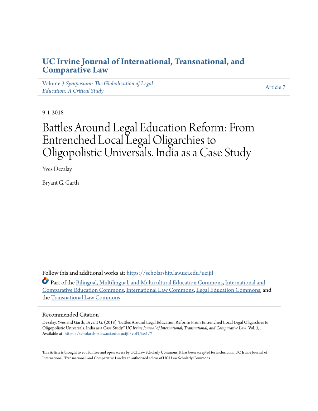 Battles Around Legal Education Reform: from Entrenched Local Legal Oligarchies to Oligopolistic Universals