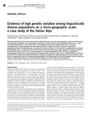 Evidence of High Genetic Variation Among Linguistically Diverse Populations on a Micro-Geographic Scale: a Case Study of the Italian Alps