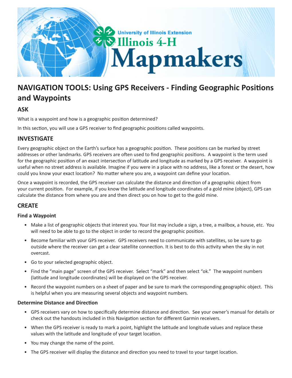 Finding Geographic Positions and Waypoints