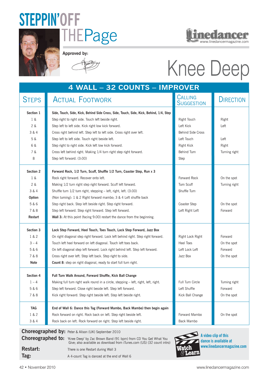 Knee Deep 4 Wall – 32 Counts – Improver