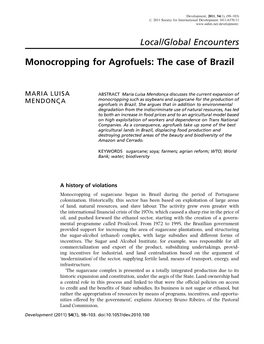 Monocropping for Agrofuels: the Case of Brazil (2011)