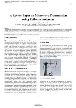 A Review Paper on Microwave Transmission Using Reflector Antennas