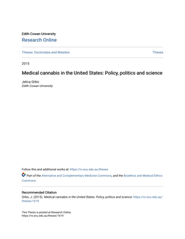 Medical Cannabis in the United States: Policy, Politics and Science