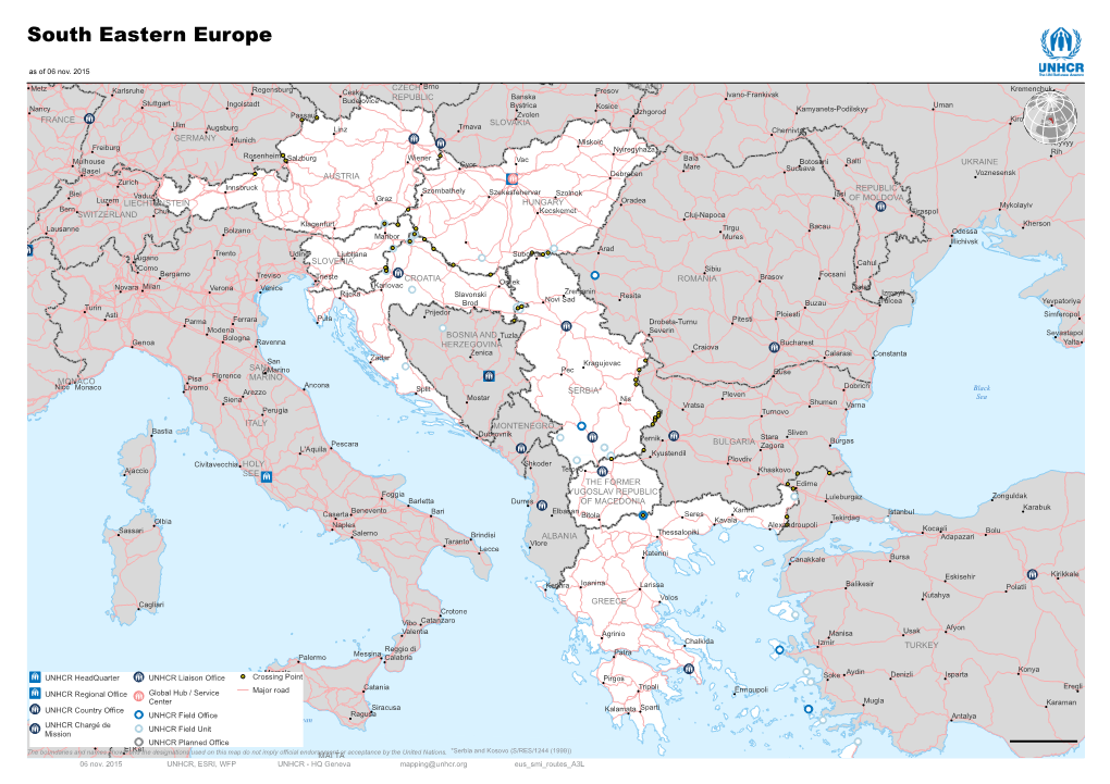 South Eastern Europe: Road Network, Border Crossings And
