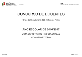 Grupo De Recrutamento 620 - Educação Física