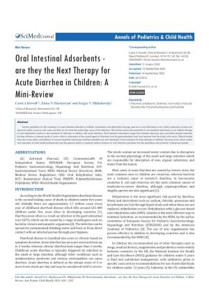 Oral Intestinal Adsorbents