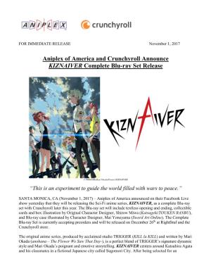 Aniplex of America and Crunchyroll Announce KIZNAIVER Complete Blu-Ray Set Release