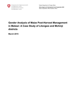 Gender Analysis of Maize Post-Harvest Management in Malawi: a Case Study of Lilongwe and Mchinji Districts