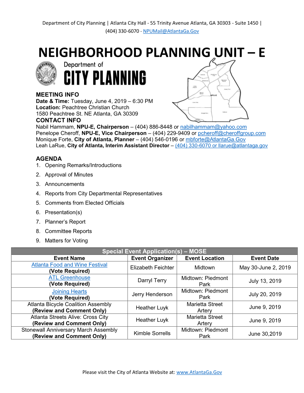 Neighborhood Planning Unit – E