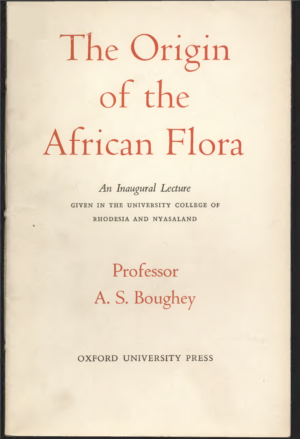 The Origin of the African Flora