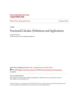 Fractional Calculus: Definitions and Applications Joseph M