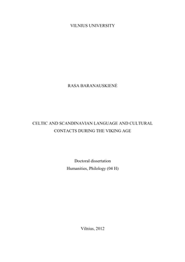 Celtic and Scandinavian Language and Cultural Contacts During the Viking Age