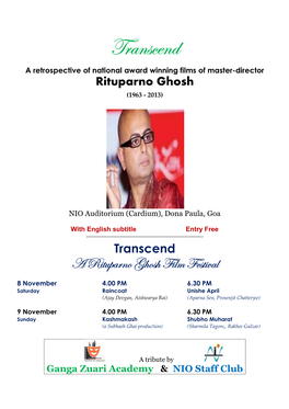A Retrospective of National Award Winning Films of Master-Director Rituparno Ghosh (1963 - 2013)