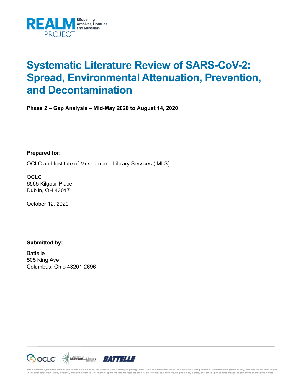 Systematic Literature Review of SARS-Cov-2: Spread, Environmental Attenuation, Prevention and Decontamination