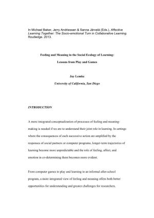 Affective Learning Together: the Socio-Emotional Turn in Collaborative Learning