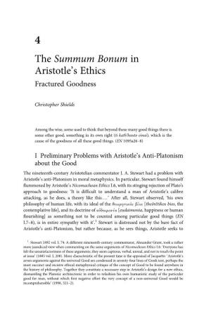 The Summum Bonum in Aristotle's Ethics