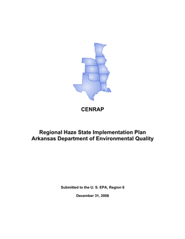 CENRAP Regional Haze State Implementation Plan Arkansas