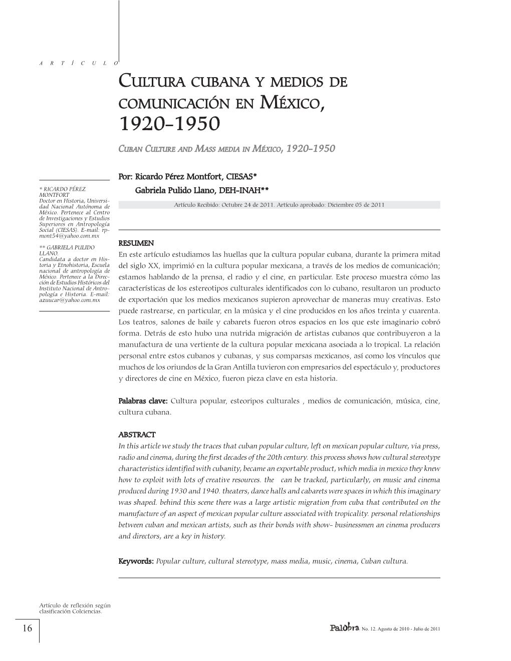 Cultura Cubana Y Medios De Comunicación En México, 1920-1950