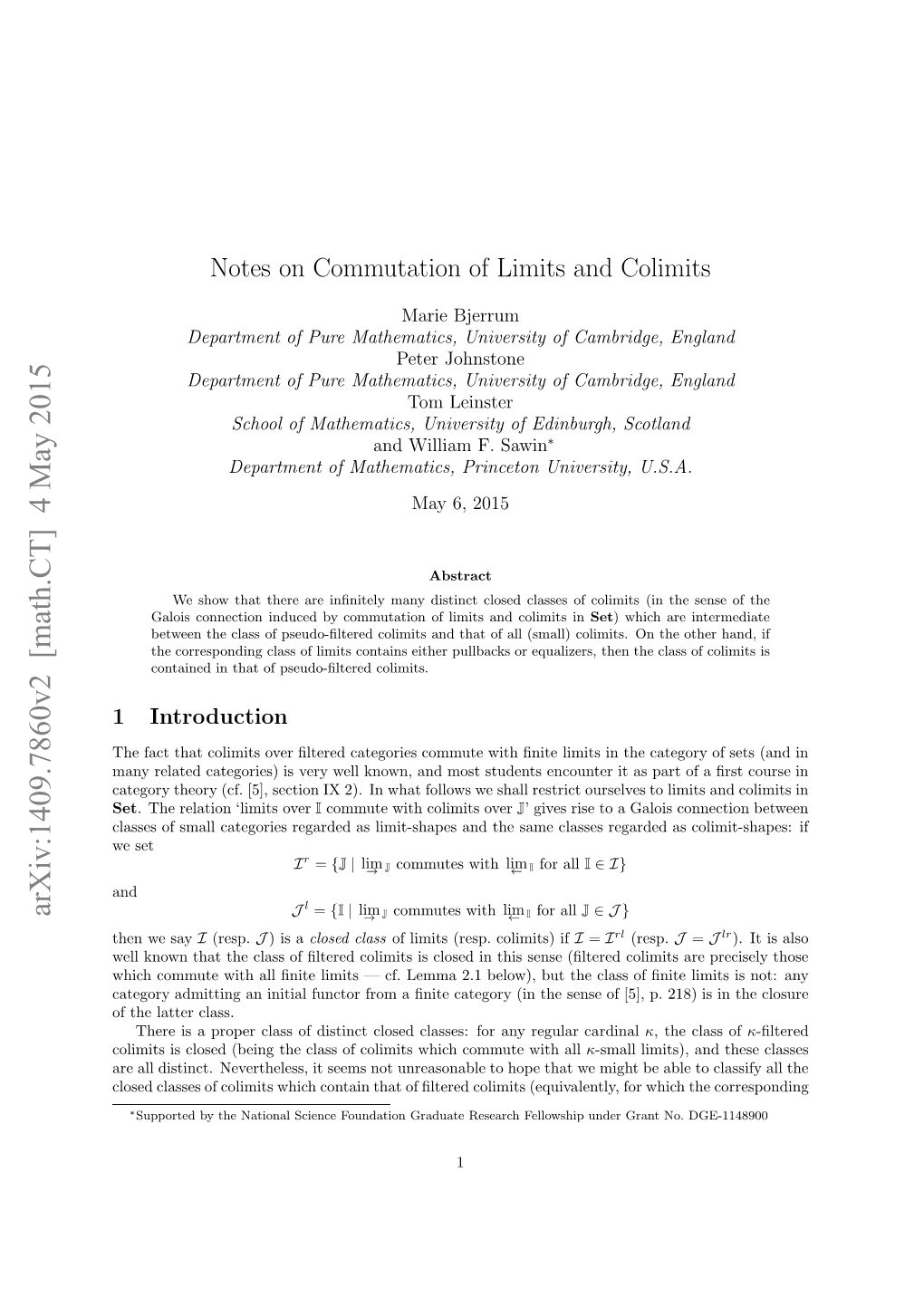 Notes on Commutation of Limits and Colimits