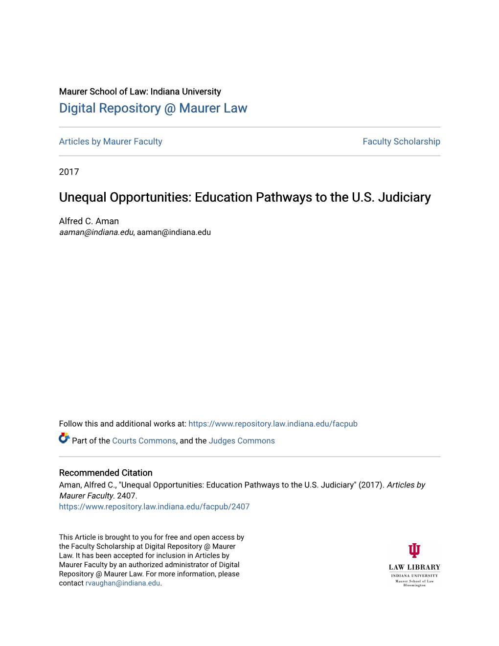 Unequal Opportunities: Education Pathways to the U.S. Judiciary