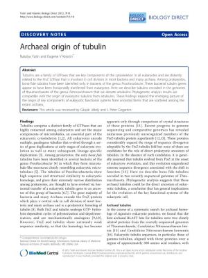 Archaeal Origin of Tubulin Natalya Yutin and Eugene V Koonin*