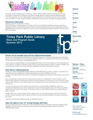 Tinley Park Public Library 11 News and Program Guide General Summer 2012 12