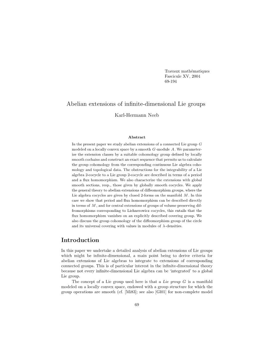 Abelian Extensions of Infinite-Dimensional Lie Groups