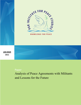 Analysis of Peace Agreements with Militants and Lessons for the Future