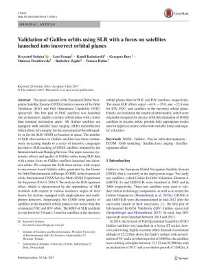 Validation of Galileo Orbits Using SLR with a Focus on Satellites Launched Into Incorrect Orbital Planes