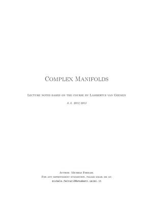 Complex Manifolds