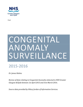 Congenital Anomaly Surveillance 2015-2016