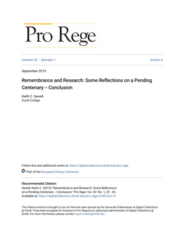 Some Reflections on a Pending Centenary -- Conclusion," Pro Rege: Vol