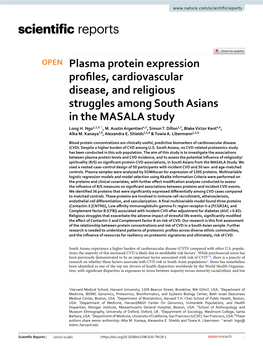 Plasma Protein Expression Profiles, Cardiovascular Disease, And