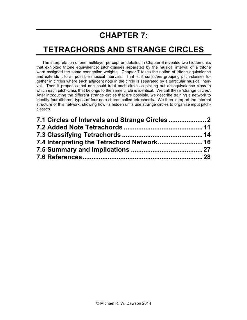 Chapter 7: Tetrachords and Strange Circles