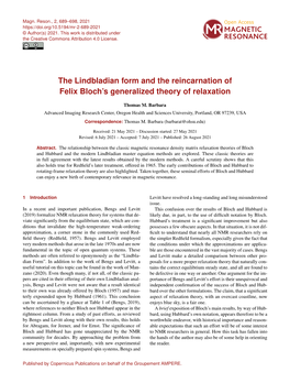 The Lindbladian Form and the Reincarnation of Felix Bloch's